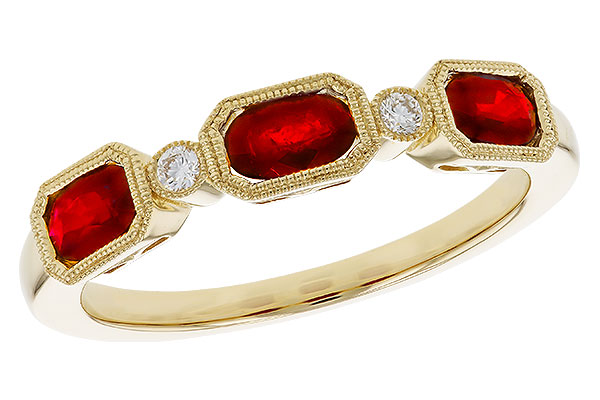 B274-66227: LDS WED RG .72 RUBY .77 TGW (4x3MM RUBY)