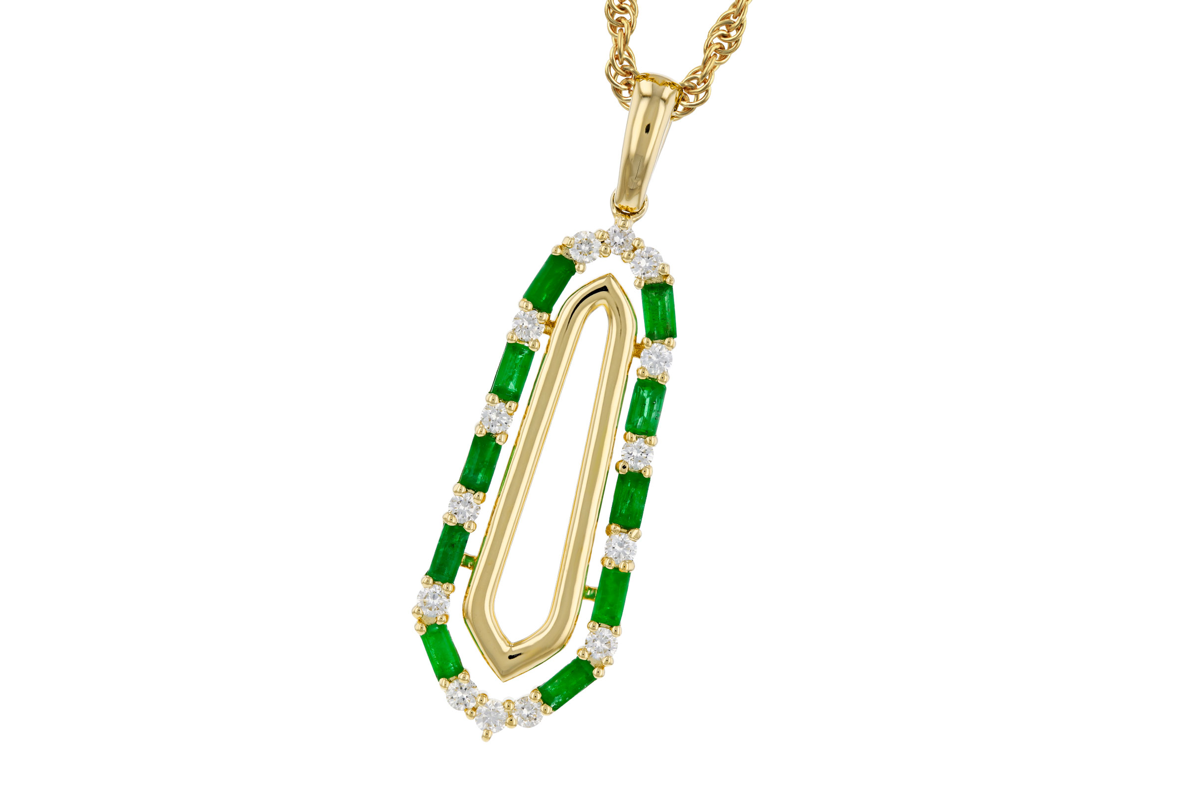 D275-58045: NECKLACE .44 TW EMERALD .64 TGW