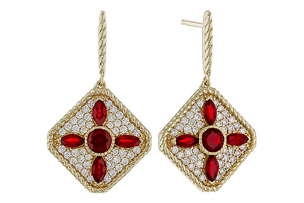 F274-68935: EARRINGS .99 TW RUBY 1.42 TGW