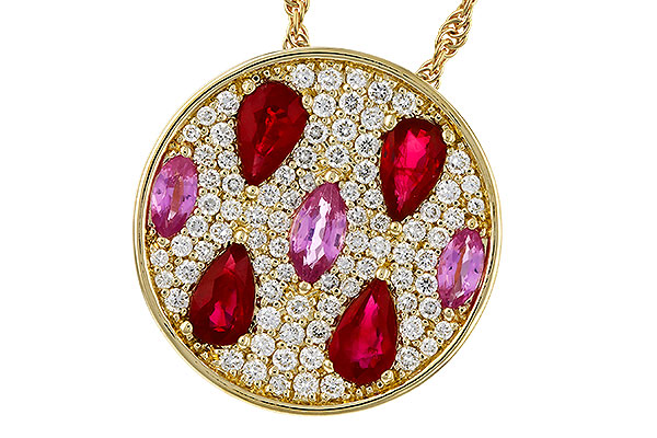 L274-72562: NECK 1.42 TW PRECIOUS (RUBY & PINK SAPP) 1.82 TGW